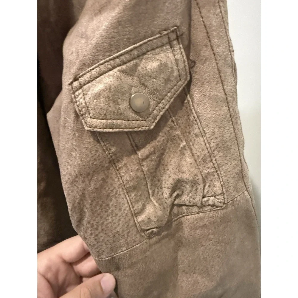 Vintage IZZI Bomber Jacket Men's Medium Brown Distressed Made In Korea Full Zip